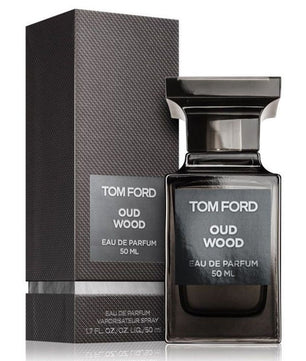 Tom Ford Oud Wood perfume bottle and packaging on a white background