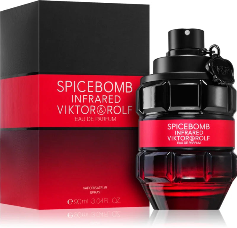Spicebomb Infrared Viktor & Rolf perfume bottle and packaging on a white background