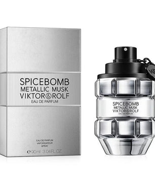 Viktor & Rolf Spicebomb Metallic Musk perfume bottle and packaging on a white background