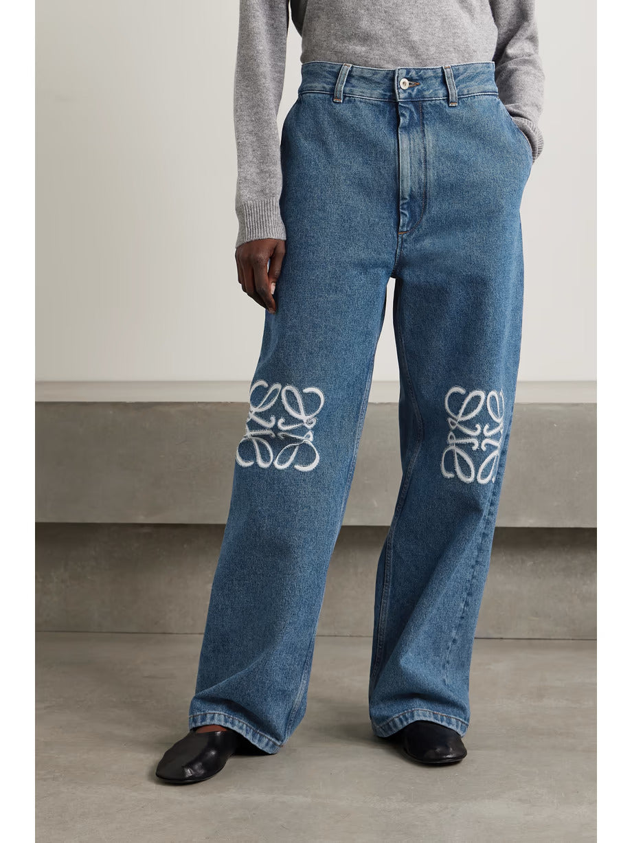 LOEWE Anagram Baggy High-Rise Wide Leg Jeans
