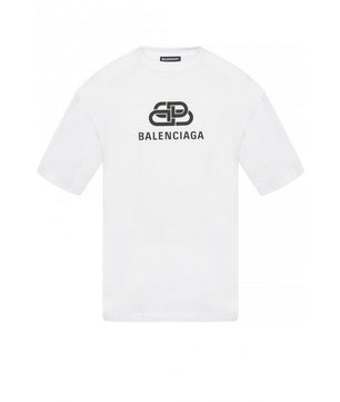 تيشيرت Balenciaga BB Logo باللون الأبيض