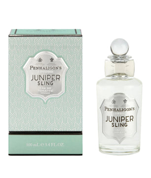 Product image showing the Penhaligon's Juniper Sling Unisex Eau De Toilette 100ML bottle alongside its packaging box.