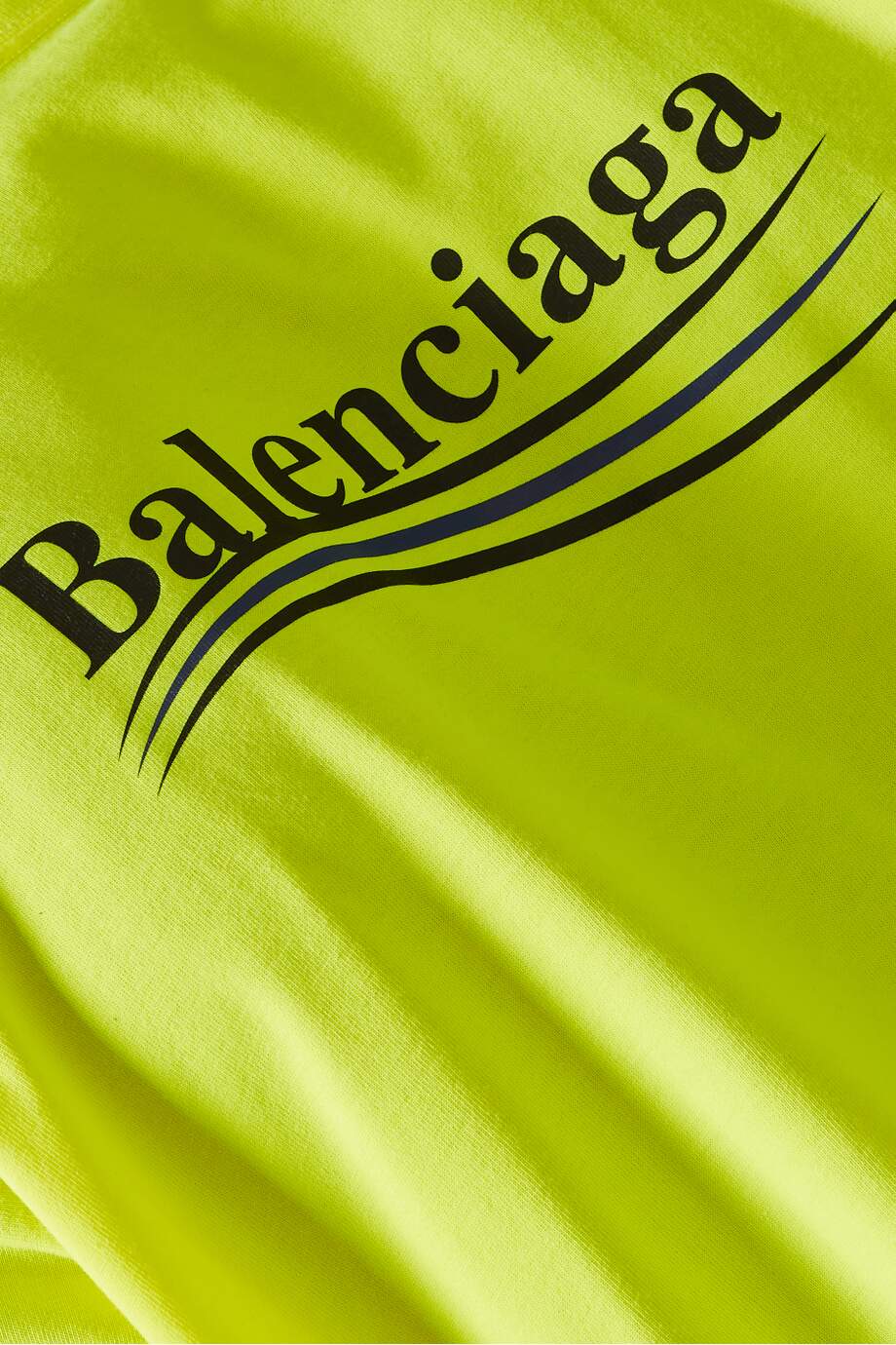 Balenciaga Political Campaign Large Fit T-Shirt in Vintage Jersey in Fluorescent Yellow