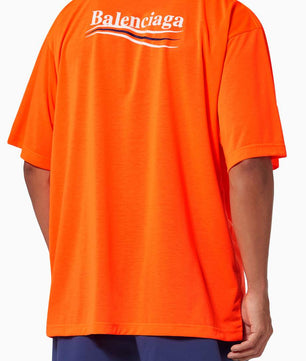 Balenciaga Political Campaign Large Fit T-Shirt in Vintage Jersey in Orange