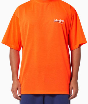 Balenciaga Political Campaign Large Fit T-Shirt in Vintage Jersey in Orange