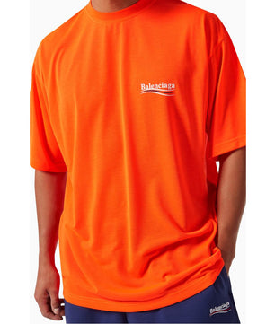 Balenciaga Political Campaign Large Fit T-Shirt in Vintage Jersey in Orange