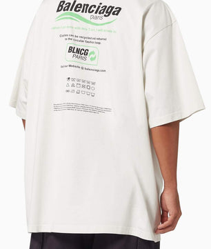 Balenciaga Dry Cleaning - Large Fit T-shirt من جيرسي عضوي عتيق باللون الأبيض