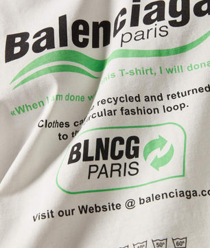 Balenciaga Dry Cleaning - Large Fit T-shirt من جيرسي عضوي عتيق باللون الأبيض