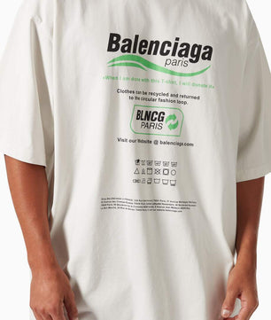 Balenciaga Dry Cleaning - Large Fit T-shirt من جيرسي عضوي عتيق باللون الأبيض