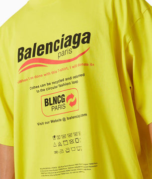 Balenciaga Dry Cleaning Large Fit T-shirt in Organic Vintage Jersey in Yellow