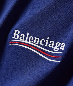 قميص Balenciaga للحملة السياسية باللون الأزرق جيرسي