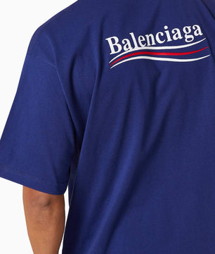 قميص Balenciaga للحملة السياسية باللون الأزرق جيرسي