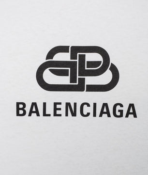تيشيرت Balenciaga BB Logo باللون الأبيض