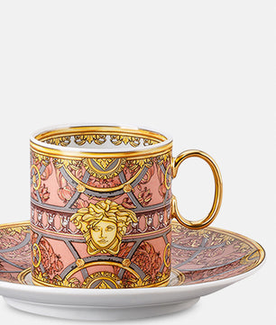 Versace Home Scala Del Palazzo Rosa Espresso Cup & Saucer