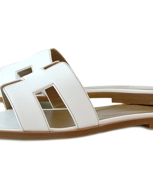 Hermes Women White Oran Sandal - ROOYAS