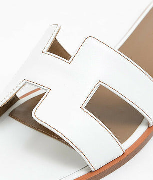 Hermes Women White Oran Sandal - ROOYAS