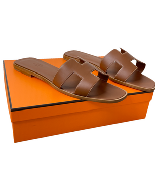 Hermes Oran Sandal Gold/Full Brown