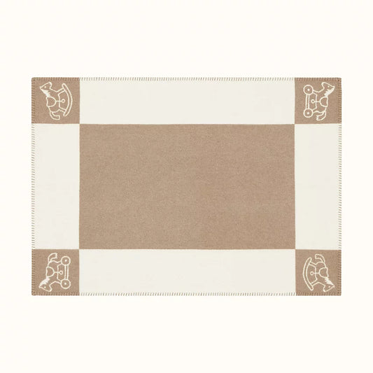 بطانية هيرمس صوف كشمير أدادا أفالون بندق وسط أبيض