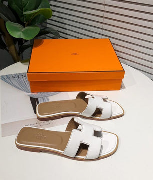 Hermes Women White Oran Sandal - ROOYAS