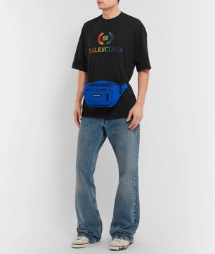 Balenciaga Logo Embroidered Cotton Jersey T-shirt in Black