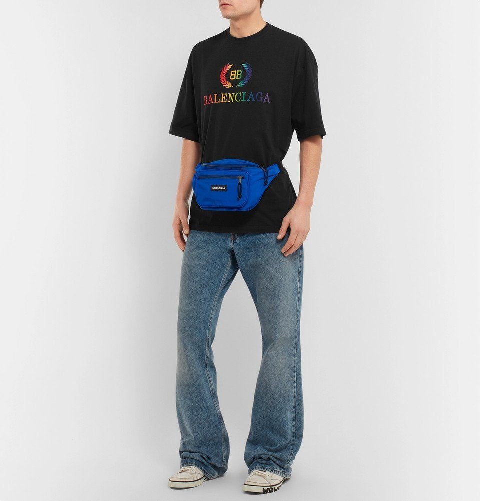Balenciaga Logo Embroidered Cotton Jersey T-shirt in Black