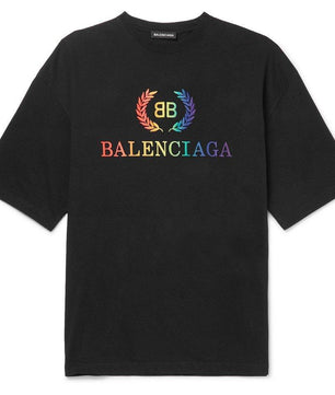 Balenciaga Logo Embroidered Cotton Jersey T-shirt in Black
