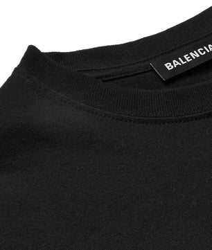 Balenciaga Logo Embroidered Cotton Jersey T-shirt in Black