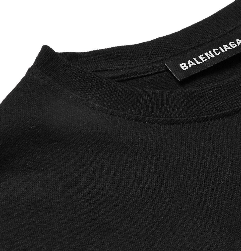 Balenciaga Logo Embroidered Cotton Jersey T-shirt in Black