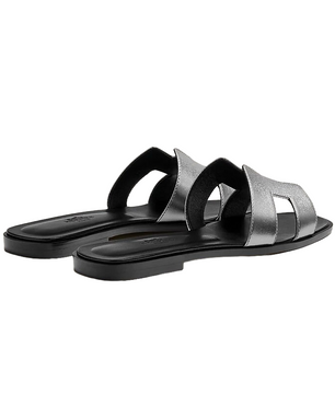 Hermes Oran Sandal Gris/Argente Vieilli