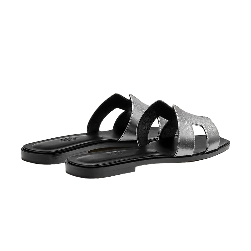 Hermes Oran Sandal Gris/Argente Vieilli