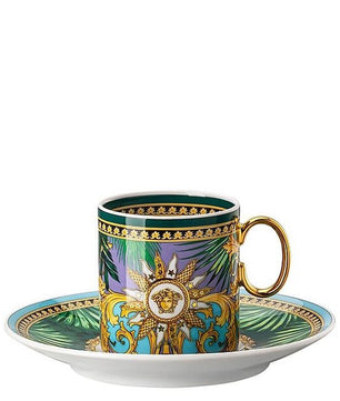 Versace Set of 2 Espresso Cup & Saucer Jungle Animalier