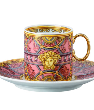 Versace Home Scala Del Palazzo Rosa Espresso Cup & Saucer